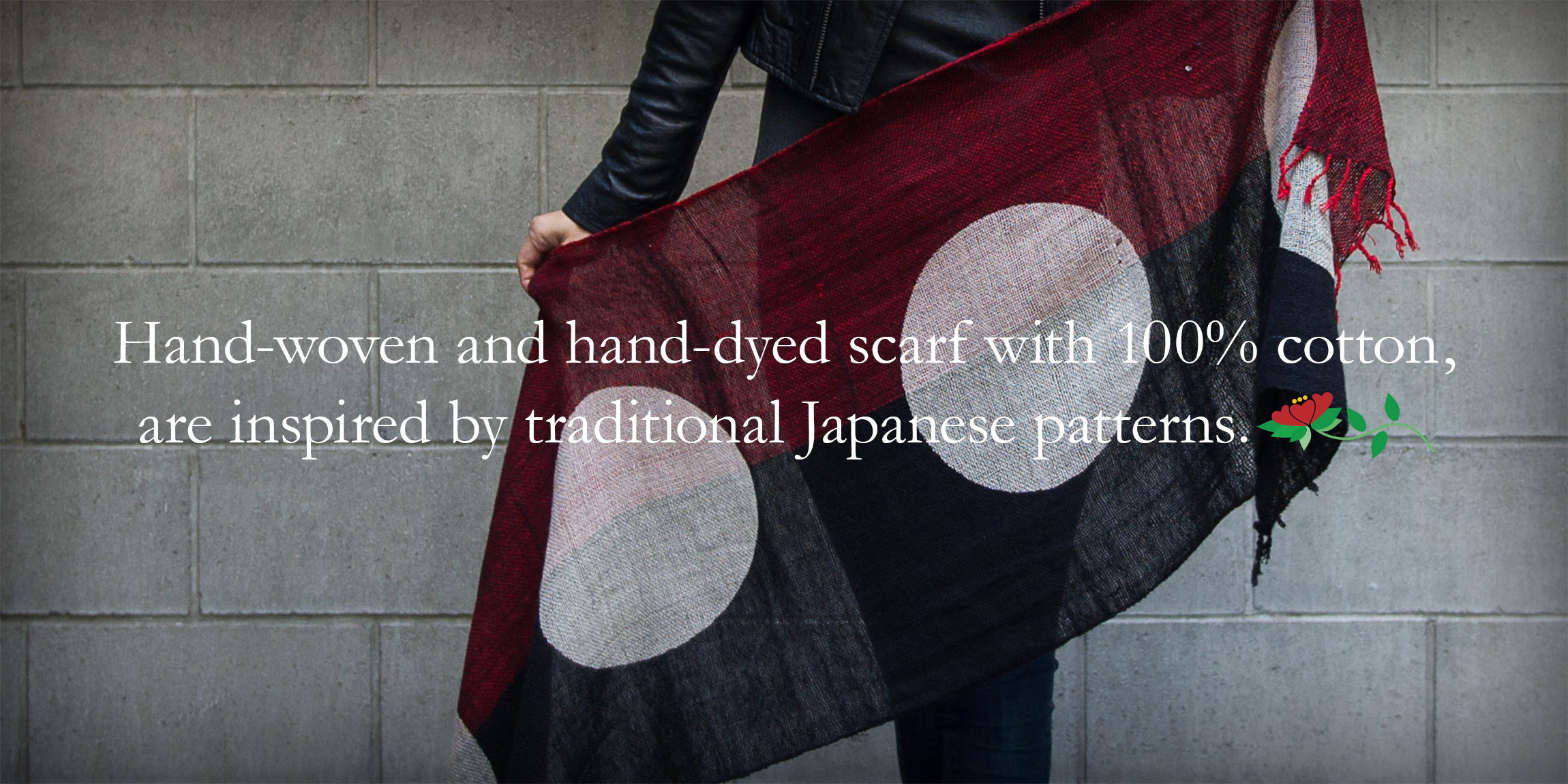 手織綿スカーフのTSUBAKI Handmade cotton scarf