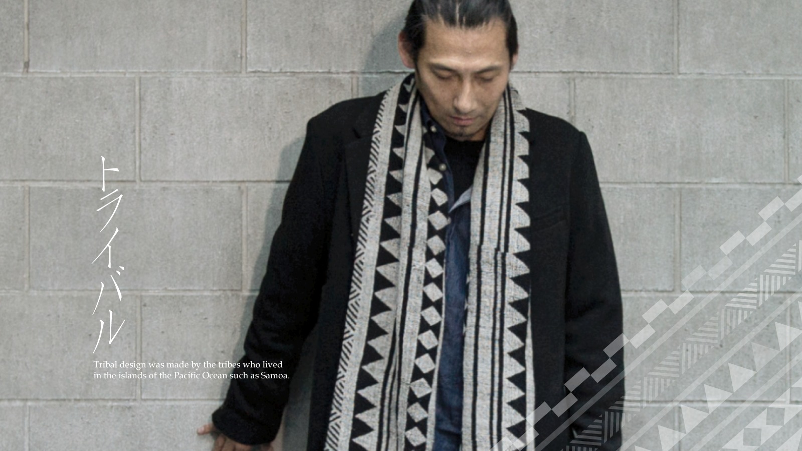 手織綿スカーフ Handwoven cotton scarf TSUBAKI トライバル