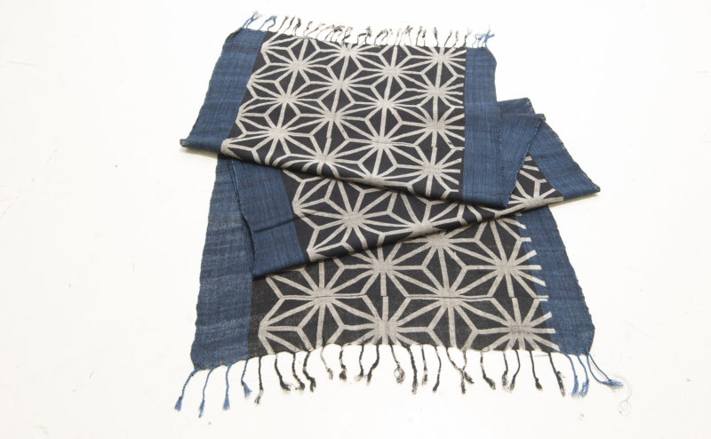 手織綿スカーフ Handwoven cotton scarf TSUBAKI 麻