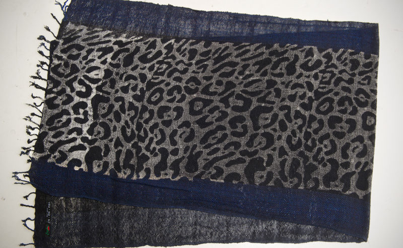 手織綿スカーフ Handwoven cotton scarf TSUBAKI 豹