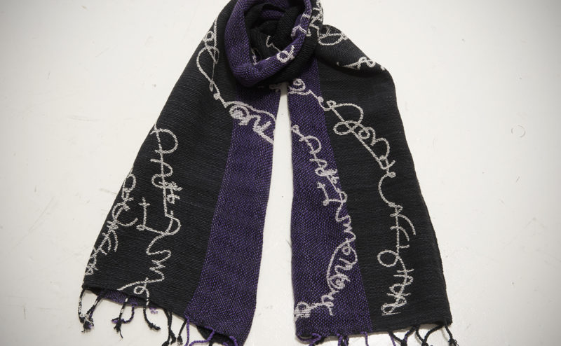 手織綿スカーフ Handwoven cotton scarf TSUBAKI いろは