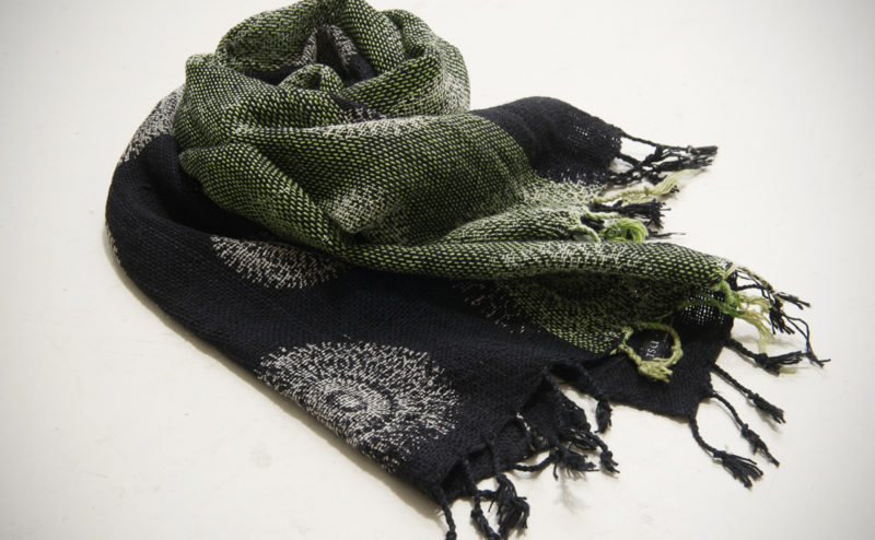 手織綿スカーフ Handwoven cotton scarf TSUBAKI 蒲公英