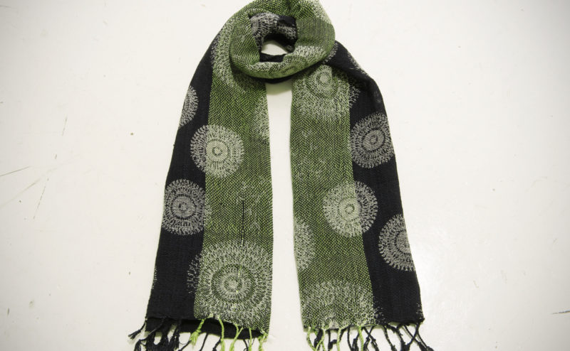 手織綿スカーフ Handwoven cotton scarf TSUBAKI 蒲公英
